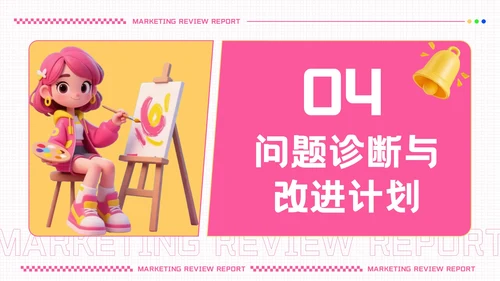 粉色创意潮流风营销复盘报告PPT模板
