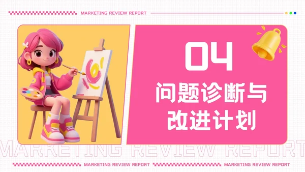 粉色创意潮流风营销复盘报告PPT模板