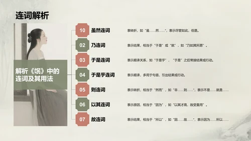 绿色复古风《氓》文言文词句解析PPT模板