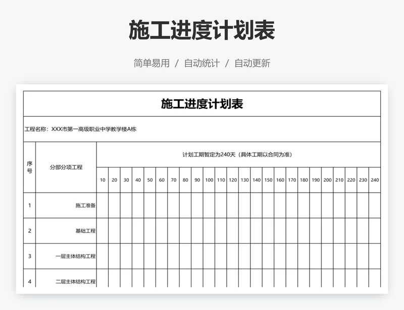 施工进度计划表