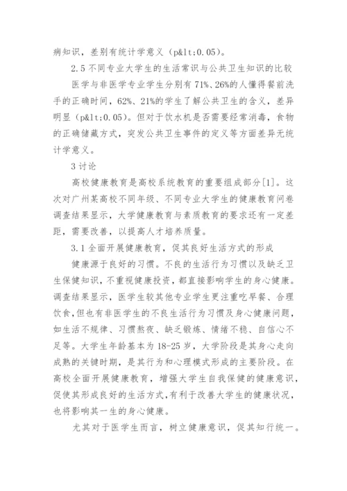 不同专业大学生健康教育现状调查分析的论文.docx