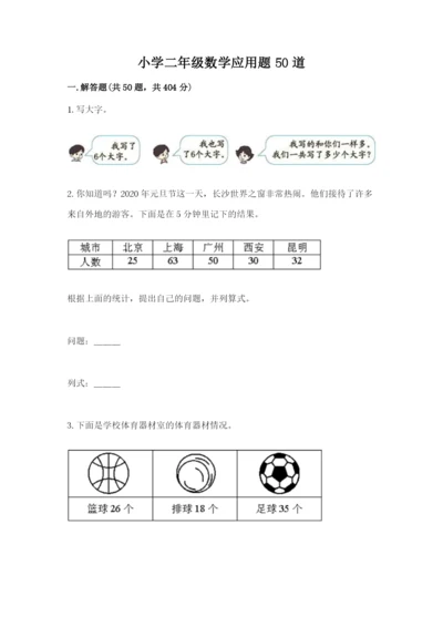 小学二年级数学应用题50道（网校专用）.docx