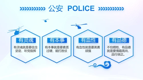 蓝色大气警察学院招生计划动态PPT模板