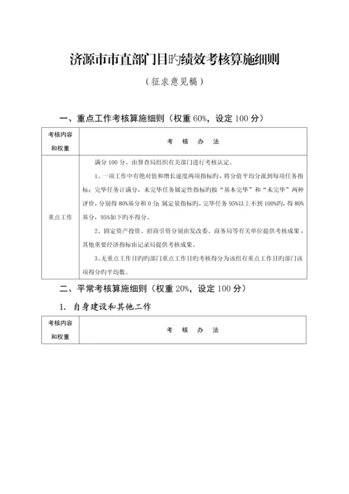 济源市市直部门目标绩效考评实施标准细则.docx