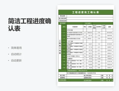 简洁工程进度确认表