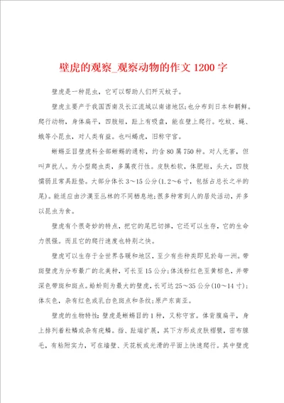 壁虎的观察观察动物的作文1200字