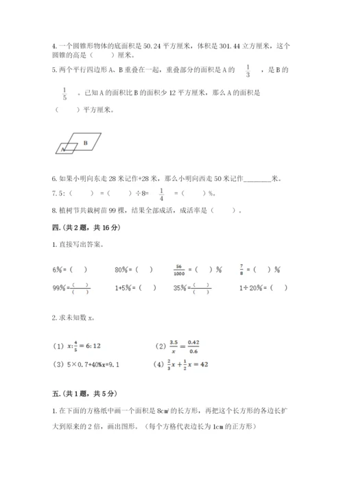 小学六年级下册数学摸底考试题精品（突破训练）.docx