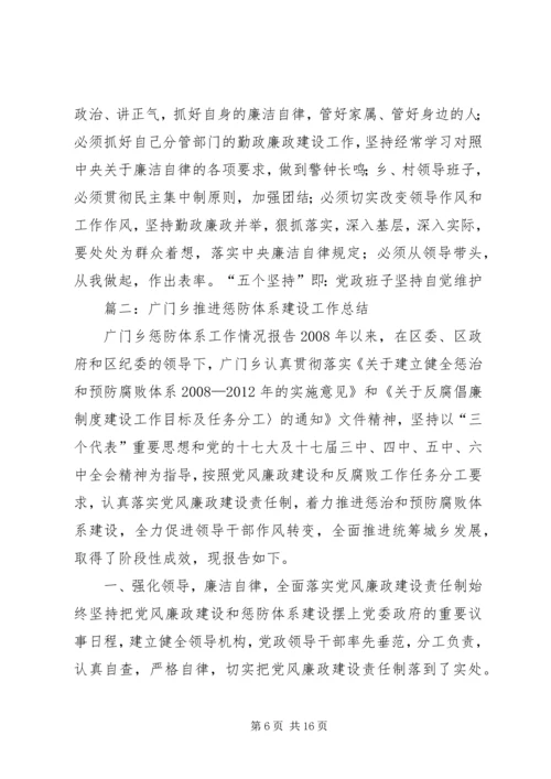 乡镇推进惩防体系制度建设工作总结.docx