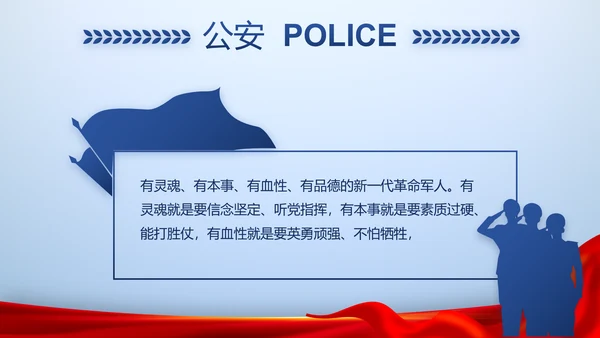 蓝色大气人民警察风采动态PPT模板