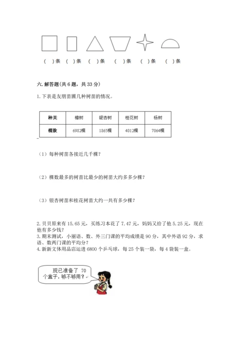 小学四年级下册数学期末测试卷附答案【轻巧夺冠】.docx