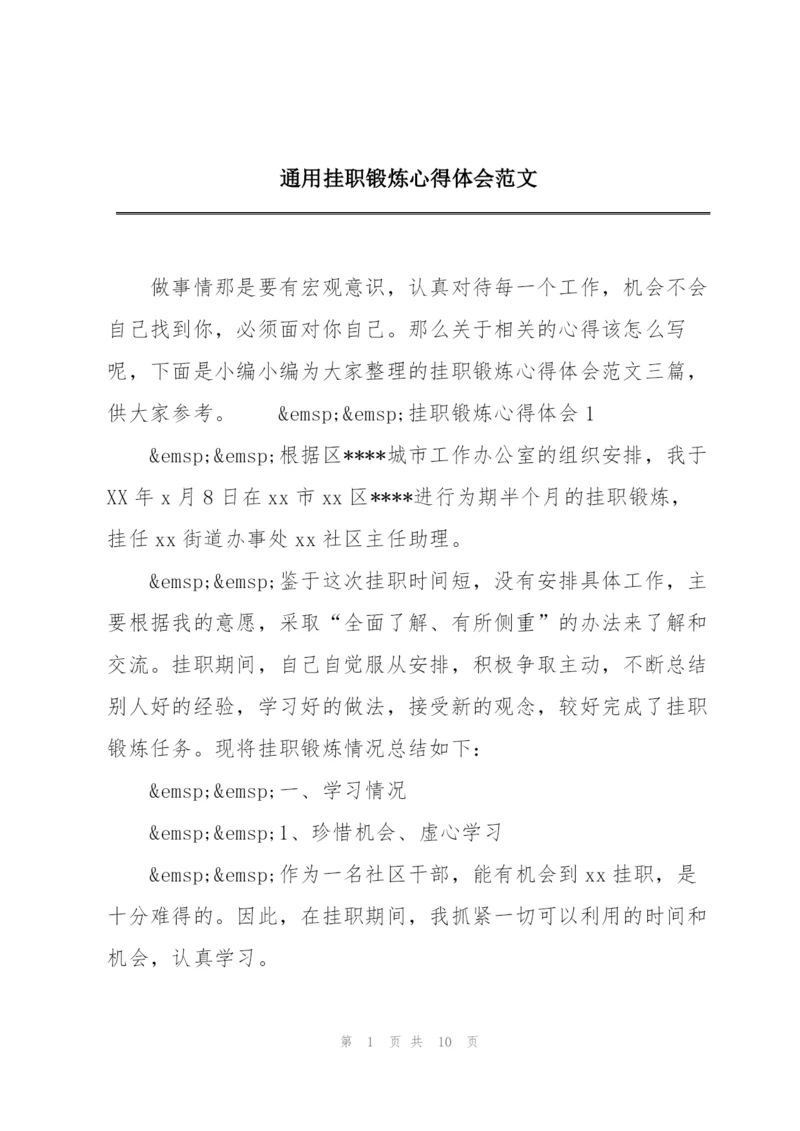 通用挂职锻炼心得体会范文.docx