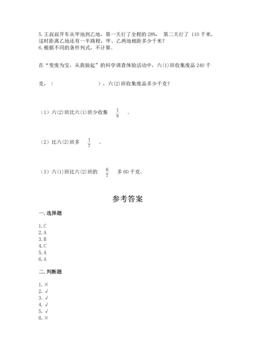 人教版六年级上册数学期末测试卷（培优a卷）.docx