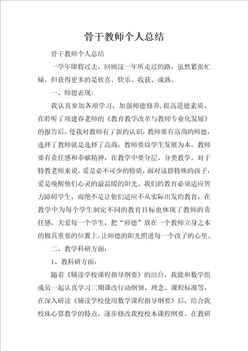 骨干教师个人总结14