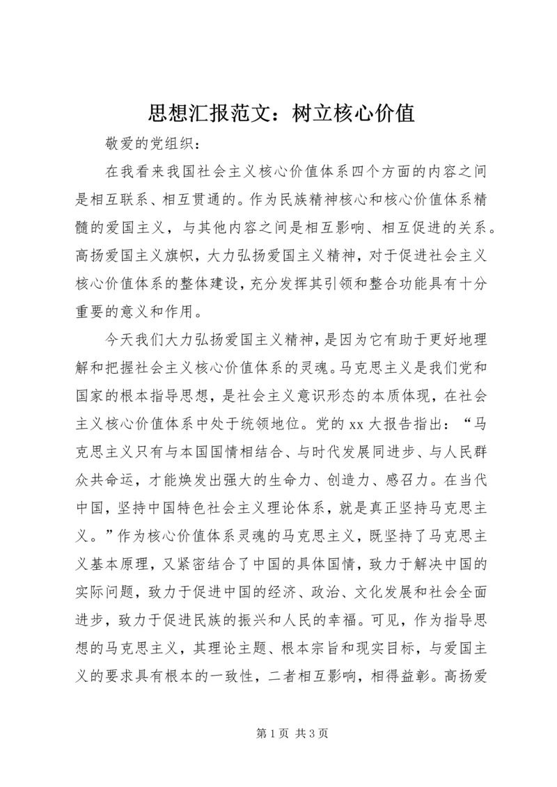 思想汇报范文：树立核心价值.docx