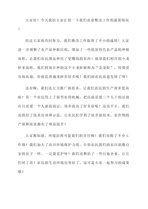 农业整改落实情况汇报