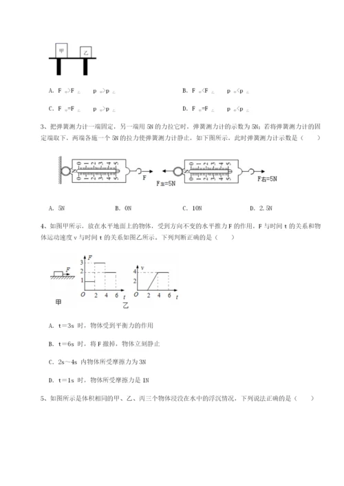 强化训练江西上饶市第二中学物理八年级下册期末考试专项测试练习题.docx