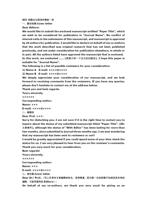 国外论文投稿-催审-修改-校对邮件模板.docx