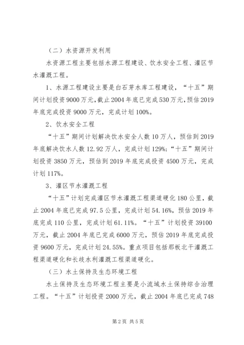 水利局十五计划完成情况及十一五工作思路 (6).docx