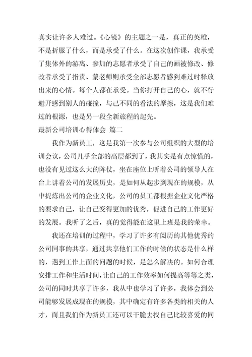 公司新人培训心得体会