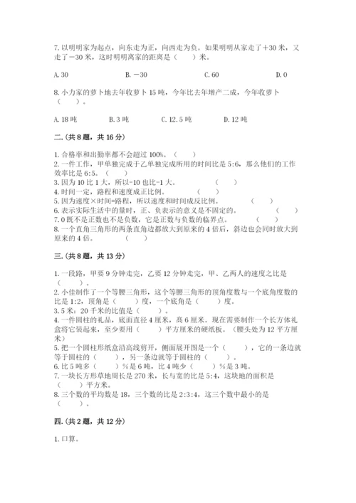 苏教版数学小升初模拟试卷有答案.docx