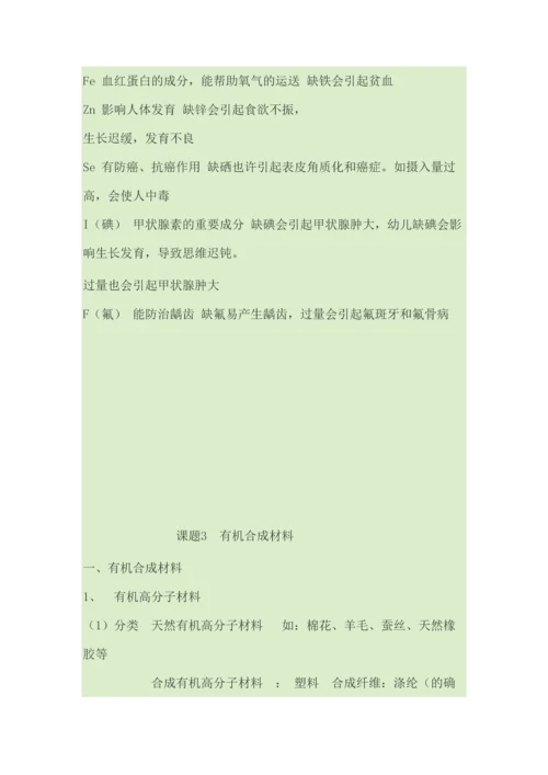 2023年初中化学微量元素材料化肥知识点小结.docx