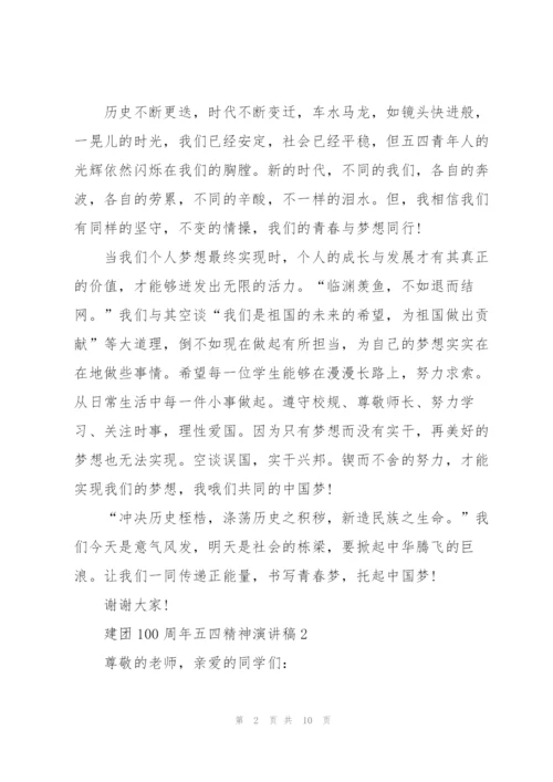 建团100周年五四精神演讲稿2022.docx