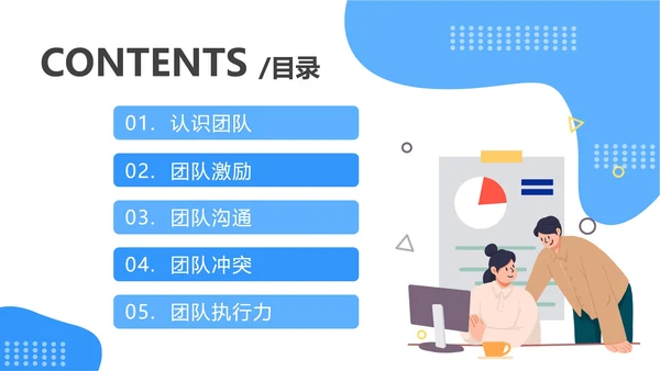蓝色团队建设与管理ppt模板