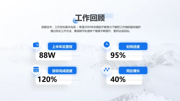 小清新清透蓝玻璃拟态风年终总结汇报PPT