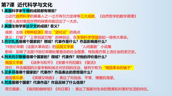 九下第二单元 第二次工业革命和近代科学文化  单元复习课件