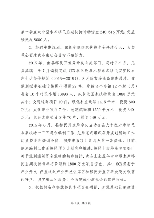 县移民开发局XX年度工作情况报告.docx