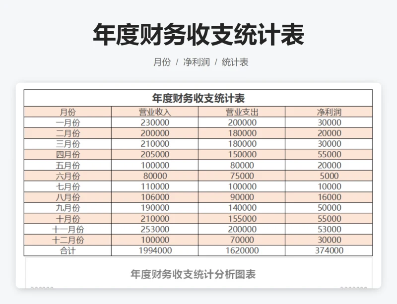 年度财务收支统计表