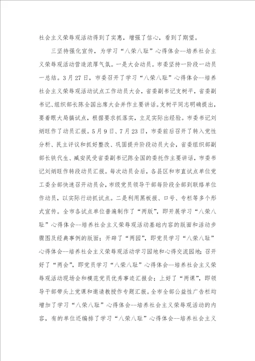 2021年2021年学习八荣八耻培养社会主义荣辱观总结