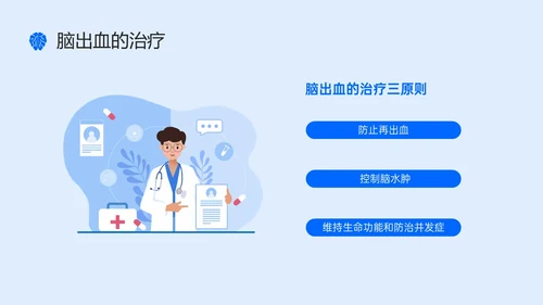 蓝色简约听诊器脑出血教学查房ppt脑出血护理查房