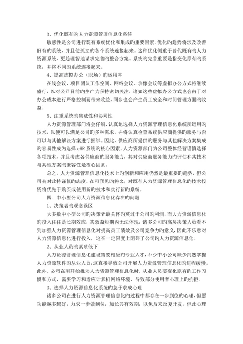 中小型企业信息化人力资源管理发展状况分析.docx