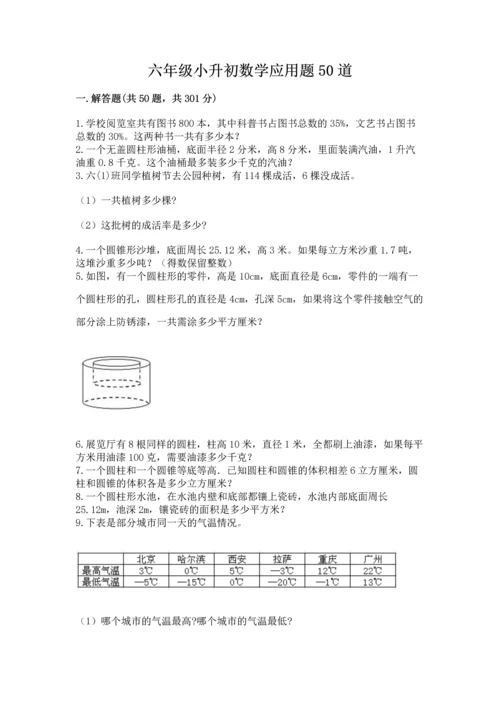 六年级小升初数学应用题50道及参考答案【完整版】.docx