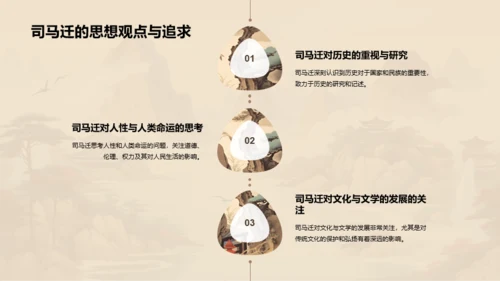 黄色中式国风司马迁人物介绍PPT模板