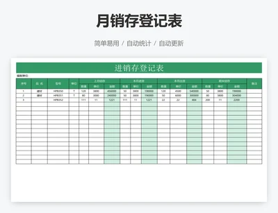 月销存登记表