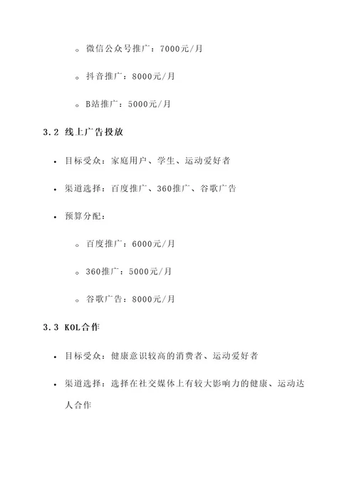 牛奶线上推广预算方案