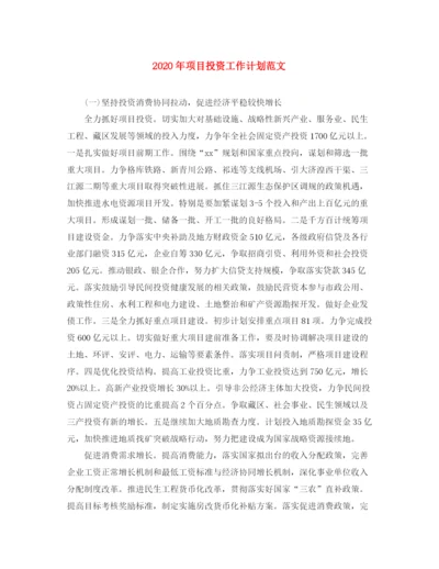 精编之年项目投资工作计划范文.docx