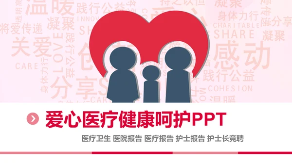 简约爱心医疗护士护理工作报告动态PPT模板