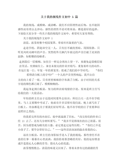 关于我的视线作文初中5篇