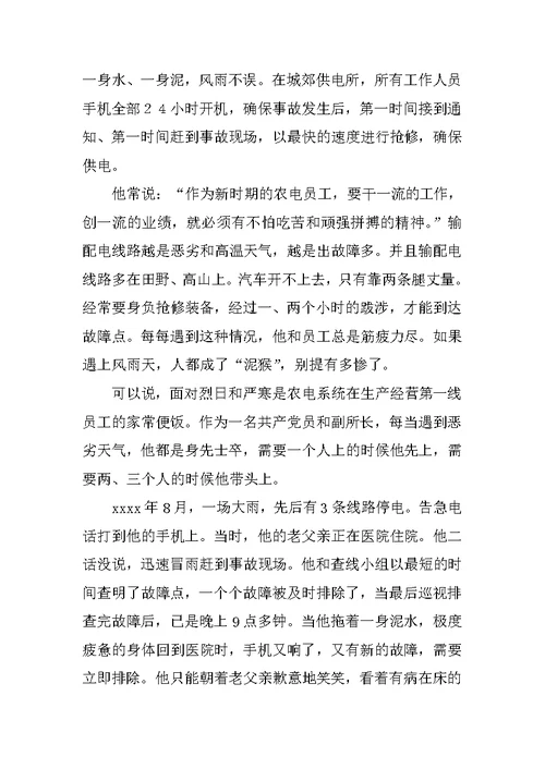 XX年供电所所长事迹材料