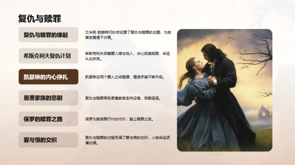 黄色复古读书笔记呼啸山庄PPT模板