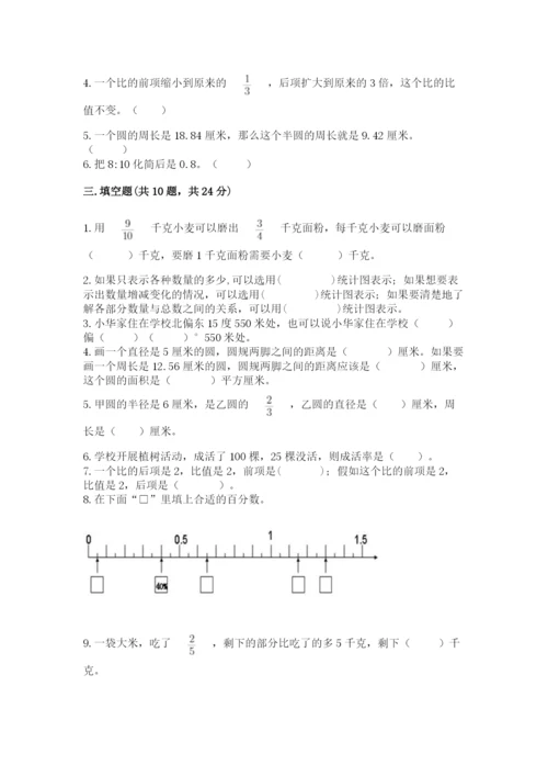 2022六年级上册数学期末考试试卷精品【历年真题】.docx