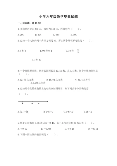 小学六年级数学毕业试题带答案ab卷.docx