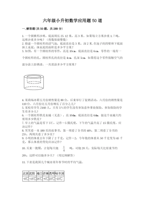 六年级小升初数学应用题50道附完整答案（全优）.docx