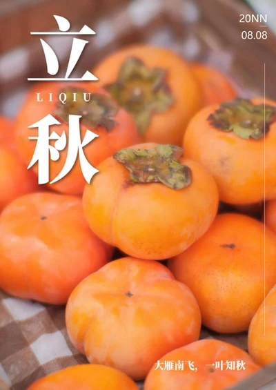 橙色实景二十四节气之立秋海报word模板