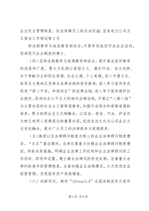 省电力公司五五普法工作规划.docx