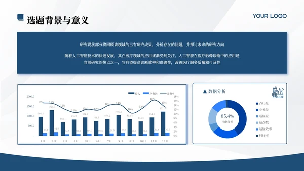 蓝色学院学术风文献汇报答辩PPT模板