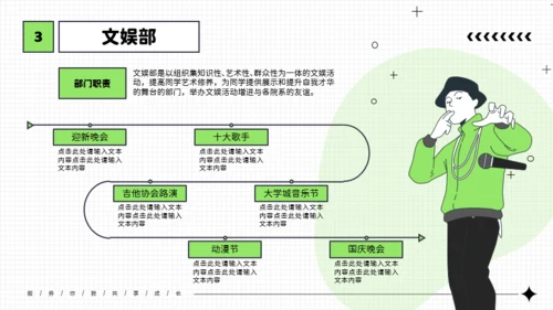 浅绿色潮流插画风大学生社团介绍学生会招新